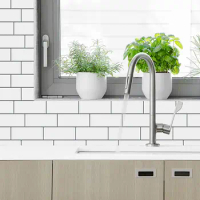 Kitchen Bathroom 3D Wall Tiles Sticker Peel and Stick Backsplash Wallpaper Easy White Subway Self Adhesive Waterproof