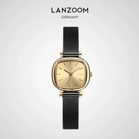 德國藍族 黑金小方糖女士手錶 女小眾輕奢可可復古小金錶