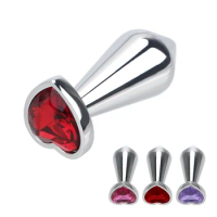 Crystal Jewelry Heart Shaped Prostate Massager Anal Plug Butt Plug Sex Toys for Men Women Metal
