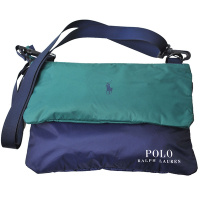 POLO Ralph Lauren 經典小馬LOGO圖騰防水機能斜背包(綠/深藍)