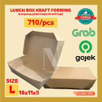 (50 pcs) Paper Lunch Box Kraft Size L Model Forming Tinggal Pakai / Kotak Makan Kraft Model Jadi Sud