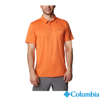 【Columbia 哥倫比亞 官方旗艦】男款-Columbia Hike™快排短袖POLO衫-橘紅(UAE36140AH)