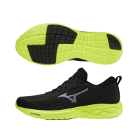 【MIZUNO 美津濃】慢跑鞋 男鞋 運動鞋 緩震 一般型 WAVE REVOLT 2 黑綠 J1GC218153