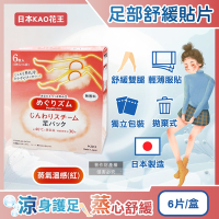 日本KAO花王-Megrhythm美舒律休息時間呵護腿足舒緩貼片6片/盒(拋棄式獨立包,自動加熱溫感足貼,涼感清香腳底貼布,久站久坐美腿舒壓休足)