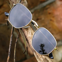 Polygonal Retro Polarized Sun Glasses Polarized Mirror Sunglasses Custom Made Myopia Minus Prescription Lens -1 To -6