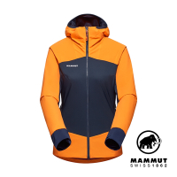 【Mammut長毛象】 Taiss IN Hybrid Hooded Jacket W 軟殼連帽外套 柑桔橘/海洋藍 女款 #1013-02690