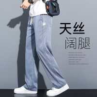 免運·夏季垂感天絲牛仔褲男士寬松直筒休閑闊腿褲男潮牌冰絲薄款長褲男