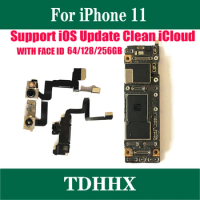 Unlocked Original For IPhone 11Motherboard with FACE ID 64/128/256GB Mainboard Free Clean ICloud Full Functions 64gb Logic Board