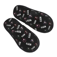 Kiss Band Logo Pattern House Slippers Women Soft Memory Foam Heavy Metal Rock Music Slip On Hotel Slipper Shoes