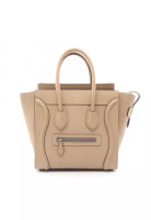 CELINE Pre-Loved Celine luggage micro shopper Handbag leather beige