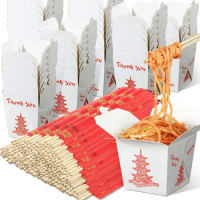 Pagoda Chinese Takeout Food Containers Without Handle Disposable Noodle Boxes Meal Prep.
