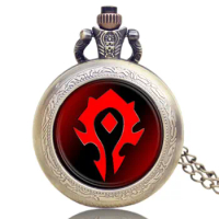NEW Wow World of Warcraft Tribal Emblem Symbol Game Movie Chain Quartz Vintage Pocket Watch Gifts Pocket Watch Chains Relogio