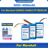 100% Original LOSONCOER 3000-4000mAh C406A2 PT18650-2S C406A3 Battery For Marshall Emberton Player