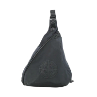 【Stone Island】獨特刺繡LOGO可調式編織肩帶個性包/肩背包(黑)
