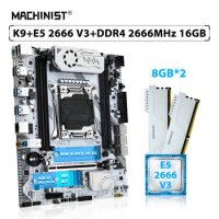 MACHINIST X99 K9 Motherboard Kit LGA 2011-3 Set Xeon E5 2666 V3 Processor CPU 16GB=2pcs*8GB 2666MHz DDR4 Memory RAM NVME M.2 SSD
