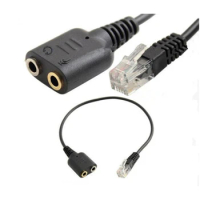Telephone Rj9 to Headset Microphone Audio Adapter Connector Landline Rj9 Male TWo TRS 3.5mm Female telephone connect headphone