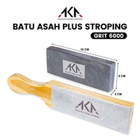 ASAHAN KANG AHMAD Batu Asah Alam Grit 6000 Plus Stroping Kulit dua sisi