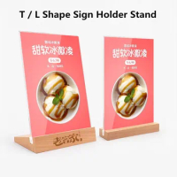 A4 Wood Base Acrylic Sign Holder Table Top Menu paper Card Display Stand 8.5 x 11 inch for Hotel, Conferences, Events, Business