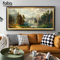 沙發后墻歐式客廳山水畫風水靠山裝飾畫風景掛畫餐廳油畫美式壁畫