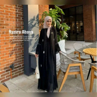 abaya nazira ceruty payet Dress wanita muslimah Gamis baju midi muslim gaun lebaran oneset hijab sat