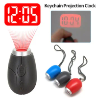 Portable Digital Projection Alarm Clock Key Chains Mini Projector LED Clock Carry Time Flashlight Clock Hanging Rope Table Decor
