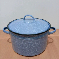 Panci Gaspan Tebal Ukuran 24cm/6.4 Liter,Blirik Biru, lurik, Panci Jadul, Panci Enamel serbaguna