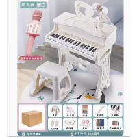 兒童鋼琴玩具(【自用-仿真立式小鋼琴】+凳子+耳機+仿真音樂話筒)