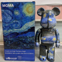 28cm Bearbrick Van Gogh 400% Violent Bear Starry Night Sky Statue Decoration Display Toy Tide Hand Doll Anime Blind Box Gifts