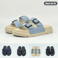 [48 giờ đến]Berich Dép Nam Nữ Unisex Berich Dép Lê Quai Ngang Vải Denim Jean Có Khoá Đế Bằng Êm Đẹp 