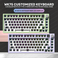 WK75 Gaming Mechanical Keyboard 81Keys Wireless Bluetooth Wired Keyboard Gasket Hotswap RGB Gamers Custom Keyboard For Pc Laptop