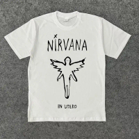 KAOS NIRVANA IN UTERO kaos mura h VINTAGE COTTON COMBED 24S Kaos Pria Elastis Harajuku Hadiah Ideal 