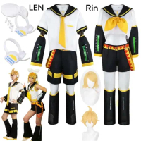 Anime Kcagamine Rin Len Cosplay Costumes Brother Sister Uniform Halloween Party Yellow Wigs Christmas Comic Con Outfits