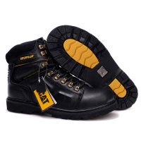 ﹊۞ [High quality] Cod! Caterpillar mens leather Martin Boots anti-smashing steel toe cushioning shoe