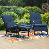 Outdoor Recliner Chairs, Oversized Patio Recliners Metal Chaise Lounge Outdoor Chairs Zero Gravity with Removable Cushion