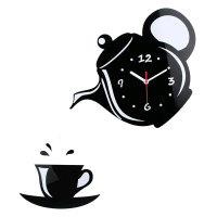 Dekorasi Rumah Jam Dinding Gantung Analog Quartz Creative Design Teko Kopi Unik Minimalis Murah