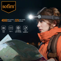 SOFIRN HS41 Headlamp 4000lm 21700 USB C Rechargeable with Power Bank Flashlight SST20 LED Torch Indicator with Magnetic Tail