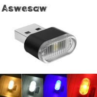 Aswesaw USB Light LED USB Night Light Modeling Car Ambient Light Neon Interior Light Car Jewelry (5 kinds of light colors)