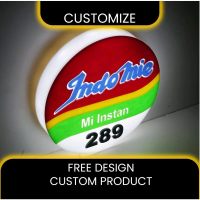 Emboss Minimalis Sign Box I Neon Box Round Huruf Timbul Design Custom Diameter 20cm