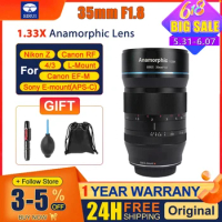 SIRUI 35mm F1.8 1.33x Anamorphic Lens Cinema Lens for Leica L M4/3 M43 Sony E Canon R RF EOSM EF-M MFT/APS-C Cameras
