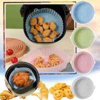 Air Fryers Oven Baking Tray Fried Pizza Chicken Basket Mat AirFryer Silicone Pot Round Replacemen Grill Pan Accessories