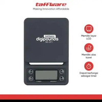 Timbangan Hitam Taffware Digipounds 3kg Akurasi 0.1G + Timer + Baterai Awet Kuat Elegan Timbangan Ko