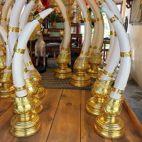泰國木雕大象牙擺件 門廳玄關供桌擺設 東南亞特色泰式風格裝飾品1入