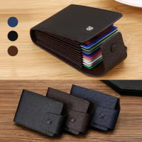 Leather Mens Mini Card Wallet New Solid Color Anti-theft Card Holder Bag Coin Purse Multi-slot Organ Card Purse