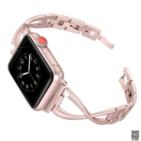蘋果錶帶 時尚鑲鑚手錬表帶適用apple watch金屬iwatch123代蘋果手錶不銹鋼 交換禮物全館免運