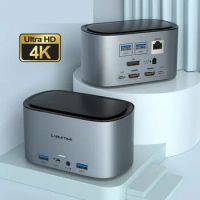 New USB Docking Station HUB USB C to 4K HDMI DP RJ45 1000Mbps PD 100W USB3.0 for MacOS Windows Tablet Dock Station C419