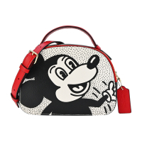 COACH Disney Mickey Mouse X Keith Haring聯名款皮革兩用午餐包(米白)