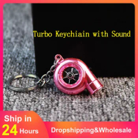 Turbo Sound Key Chain Turbine Shape Keychain Electric LED Metal Keychain Turbocharger Pendant Man Luxury Gift Creative