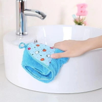 擦手巾掛式可愛吸水毛巾珊瑚絨家用衛生間廚房加厚洗碗擦手布抹布