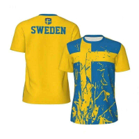 Jersey Sport Sweden Football T-Shirt For Men 3D Printed Loose Tshirt Fashion Short Sleeve Round Neck