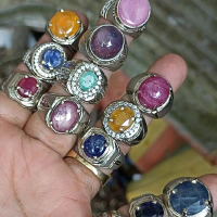 Cincin Cowok 2025 Permata Merah Rubi, Blu Shafir, Yakut, dan Zamrud
